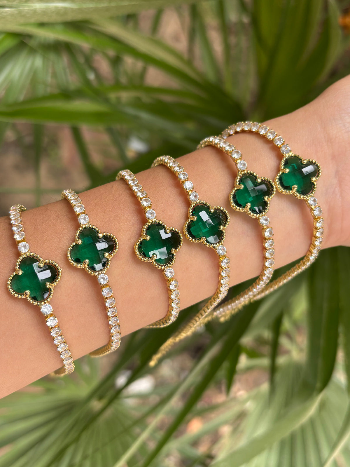 Trebol bling bracelet pack green