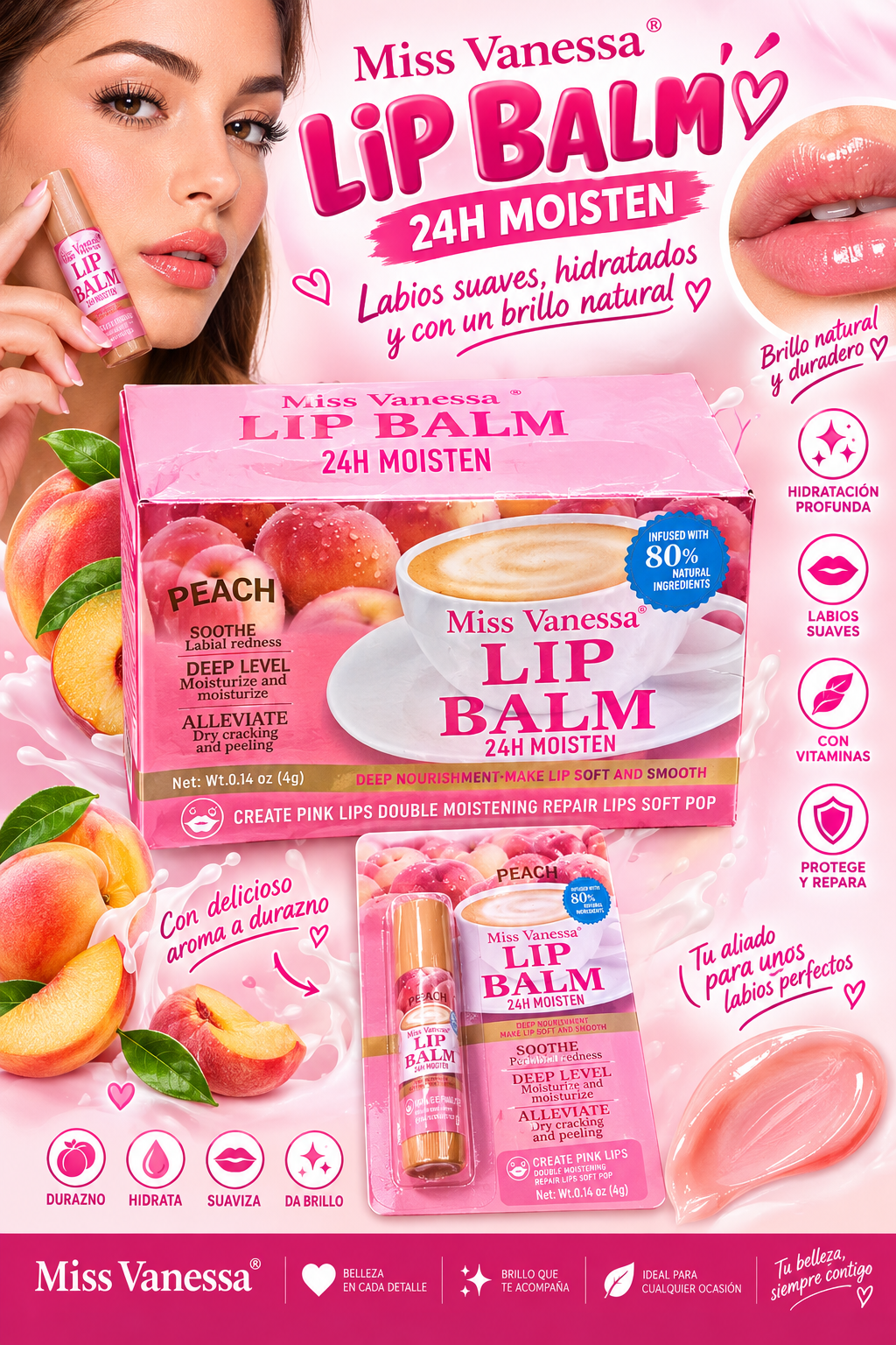 Lip balm peach 24pcs