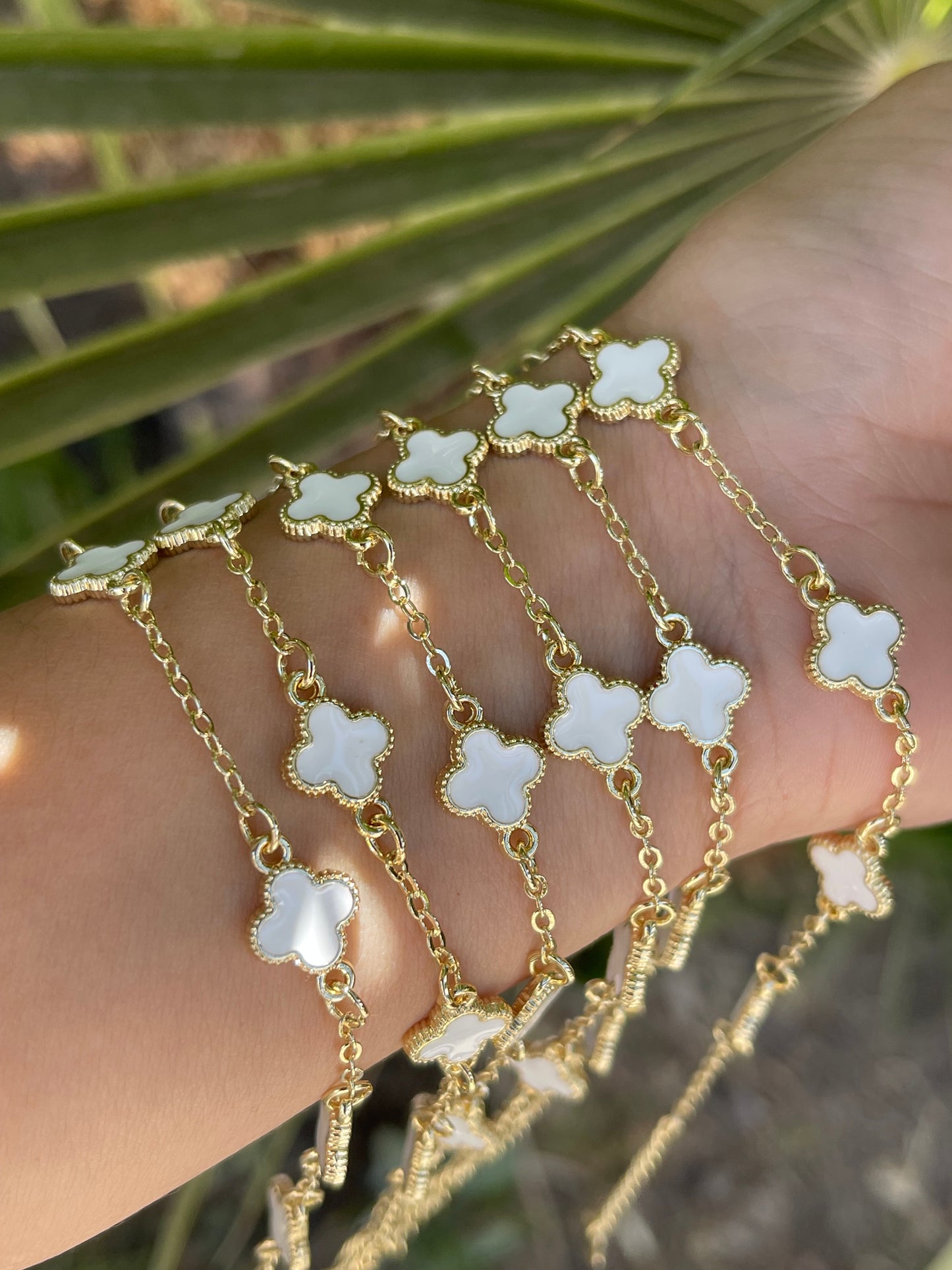 6pcs trébol white bracelet