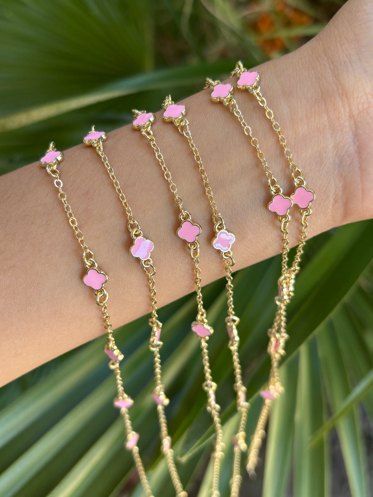 Pink clover anklet pack