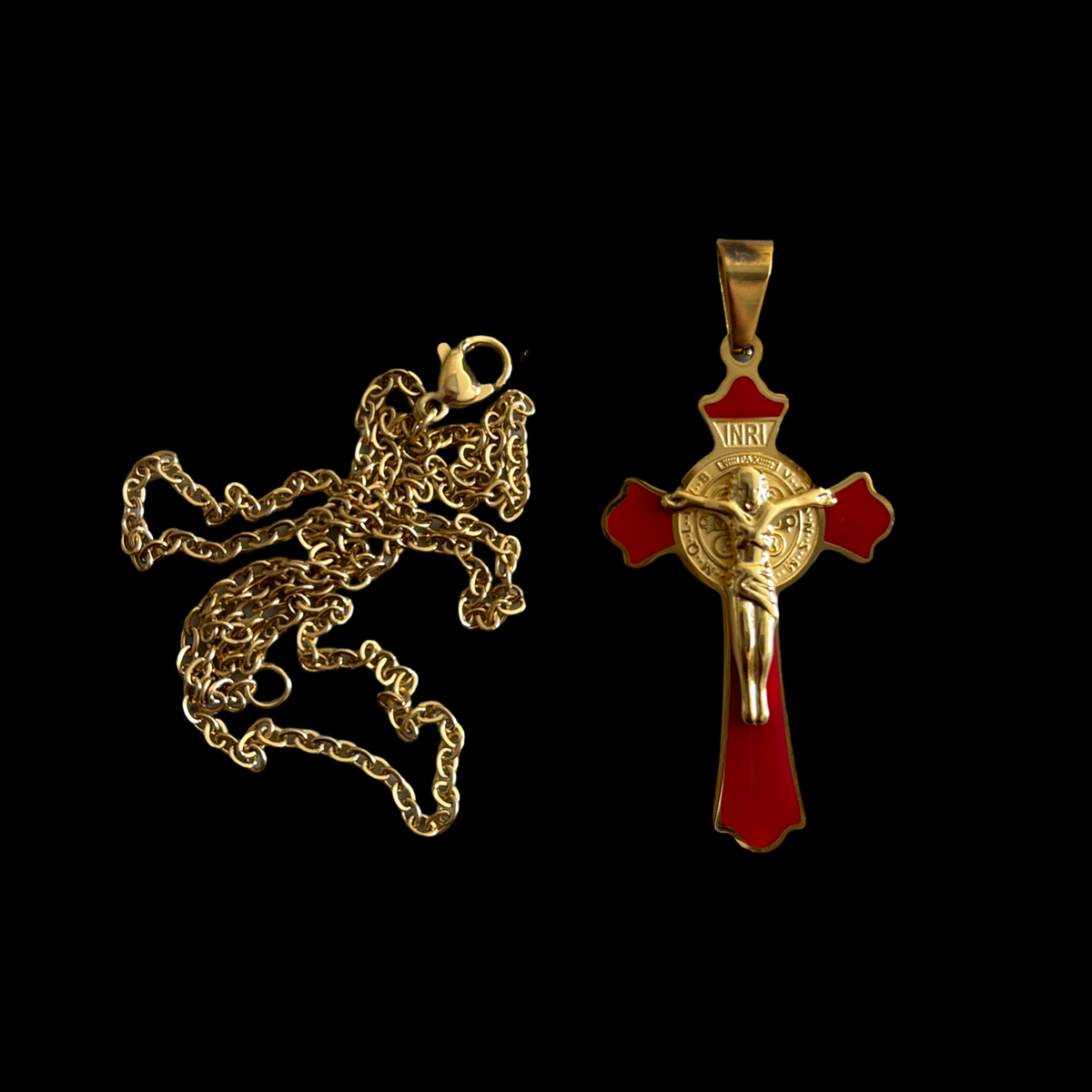 SS-7 Red Cross pendant/chain stainless steel