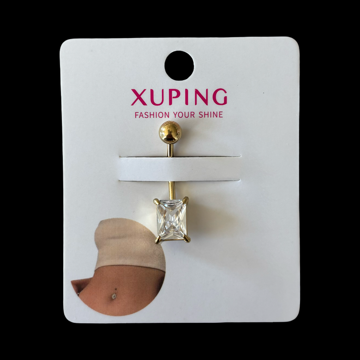 5-p Square belly piercing