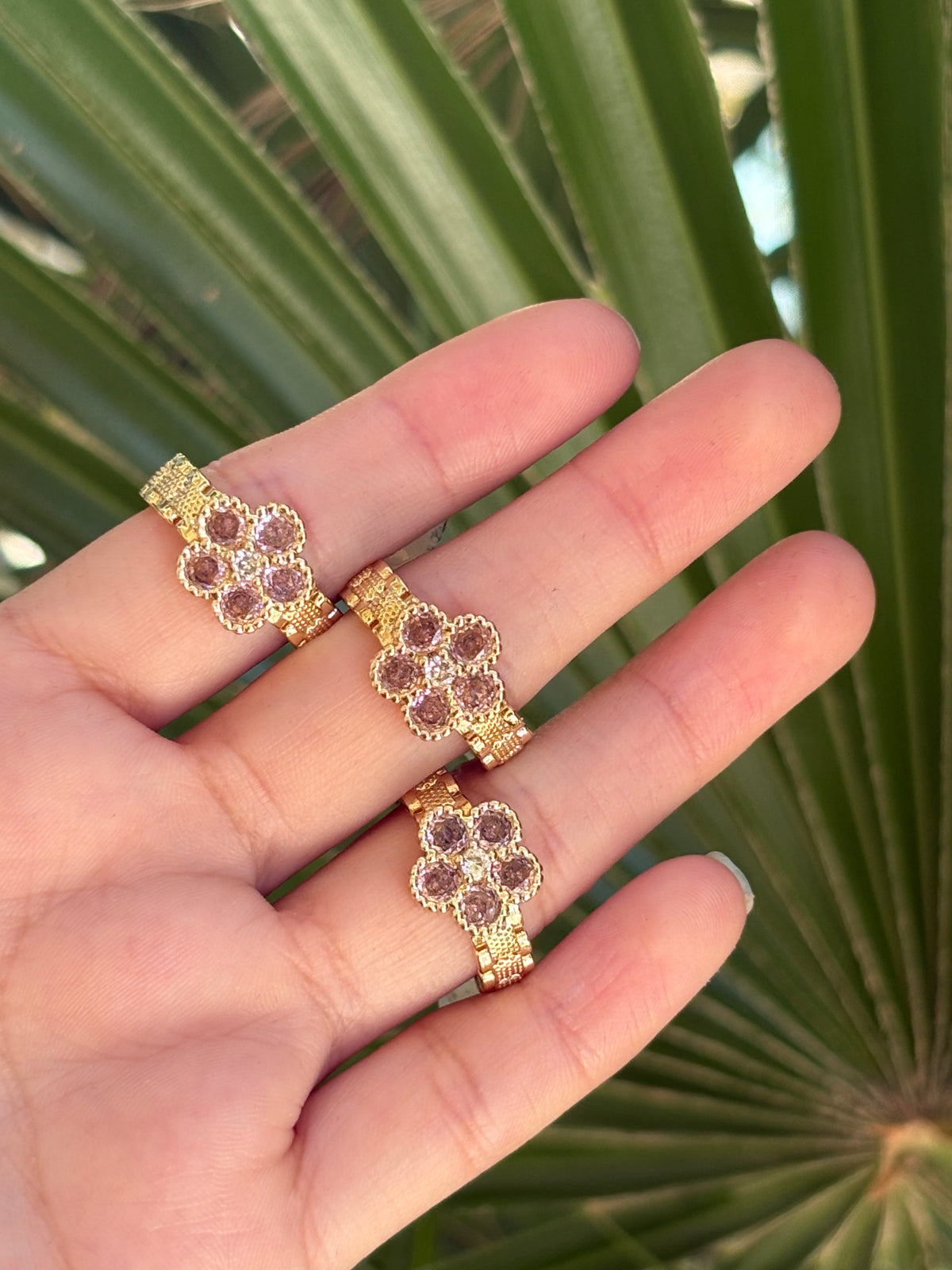 Flower mini pink ring 1pc