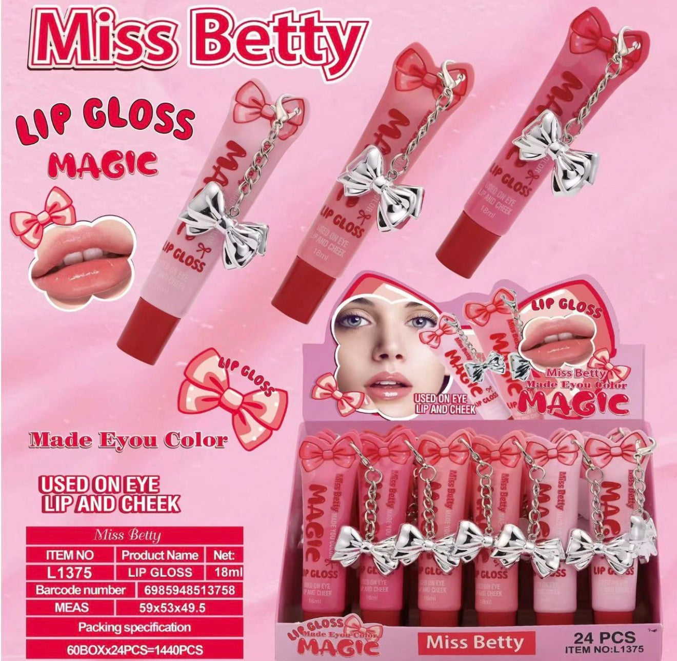 Miss Betty Magic Lip Gloss 24pc