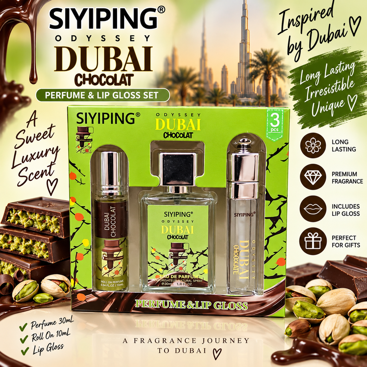 Dubai Perfume & Lip Gloss Set