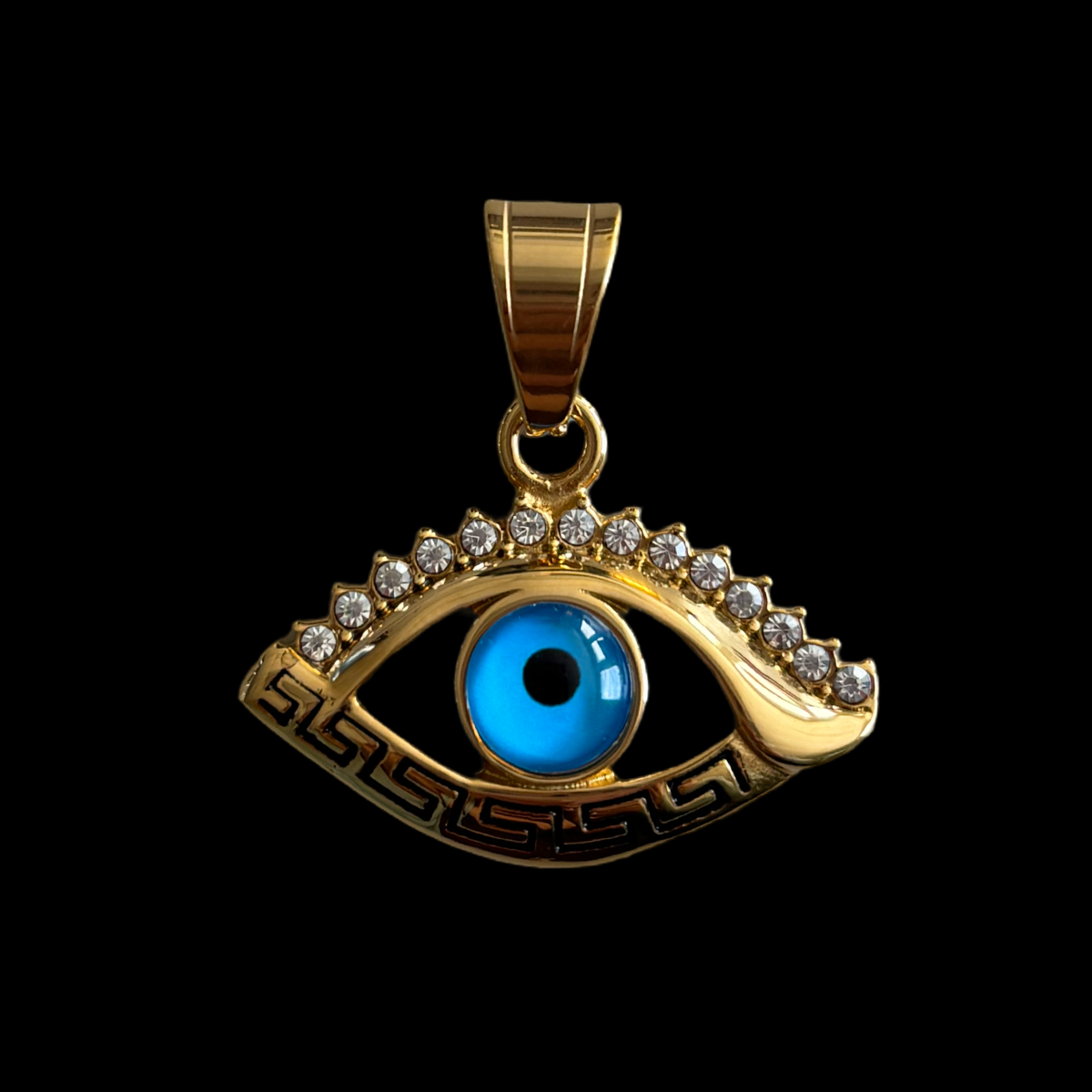 SS-18 Blue eye gold pendant stainless steel
