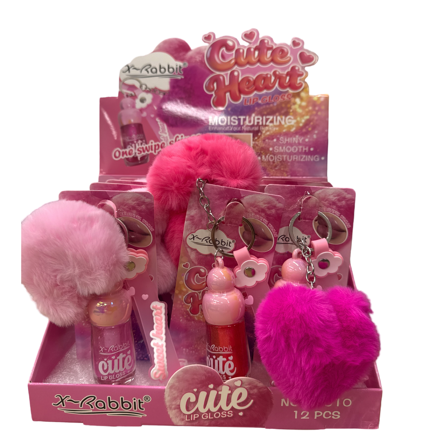 Cute Heart LipGloss & Keychain 12pc