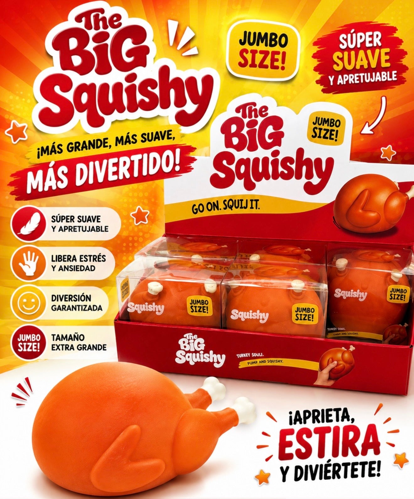 6pc Jumbo Pavo Squishy