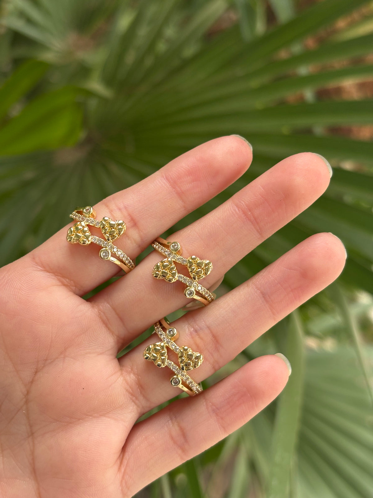 Double heart gold ring 1pc
