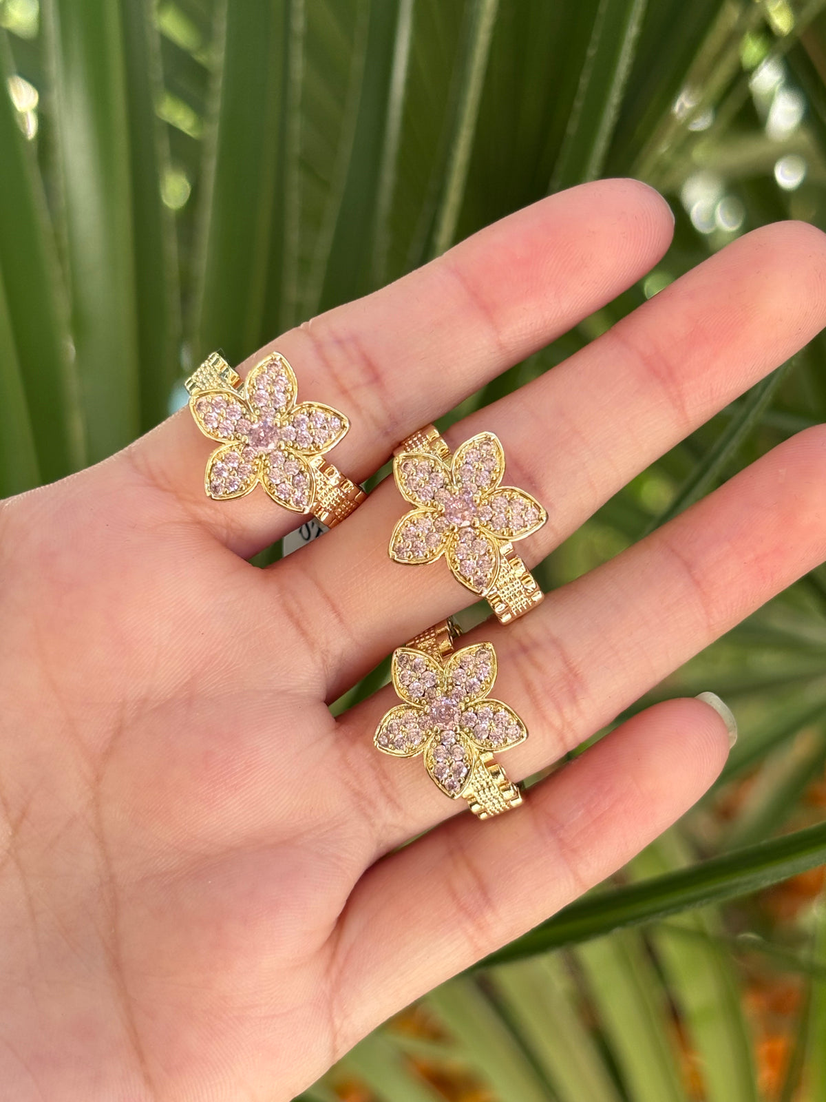 Pink flower ring 1pc
