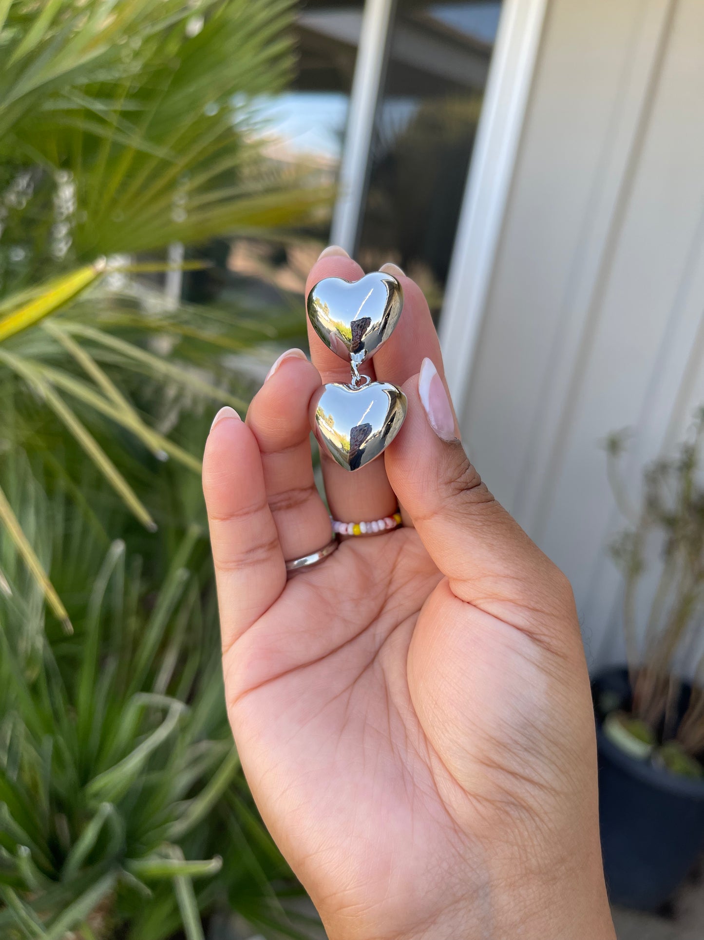 Silver bubble heart earrings