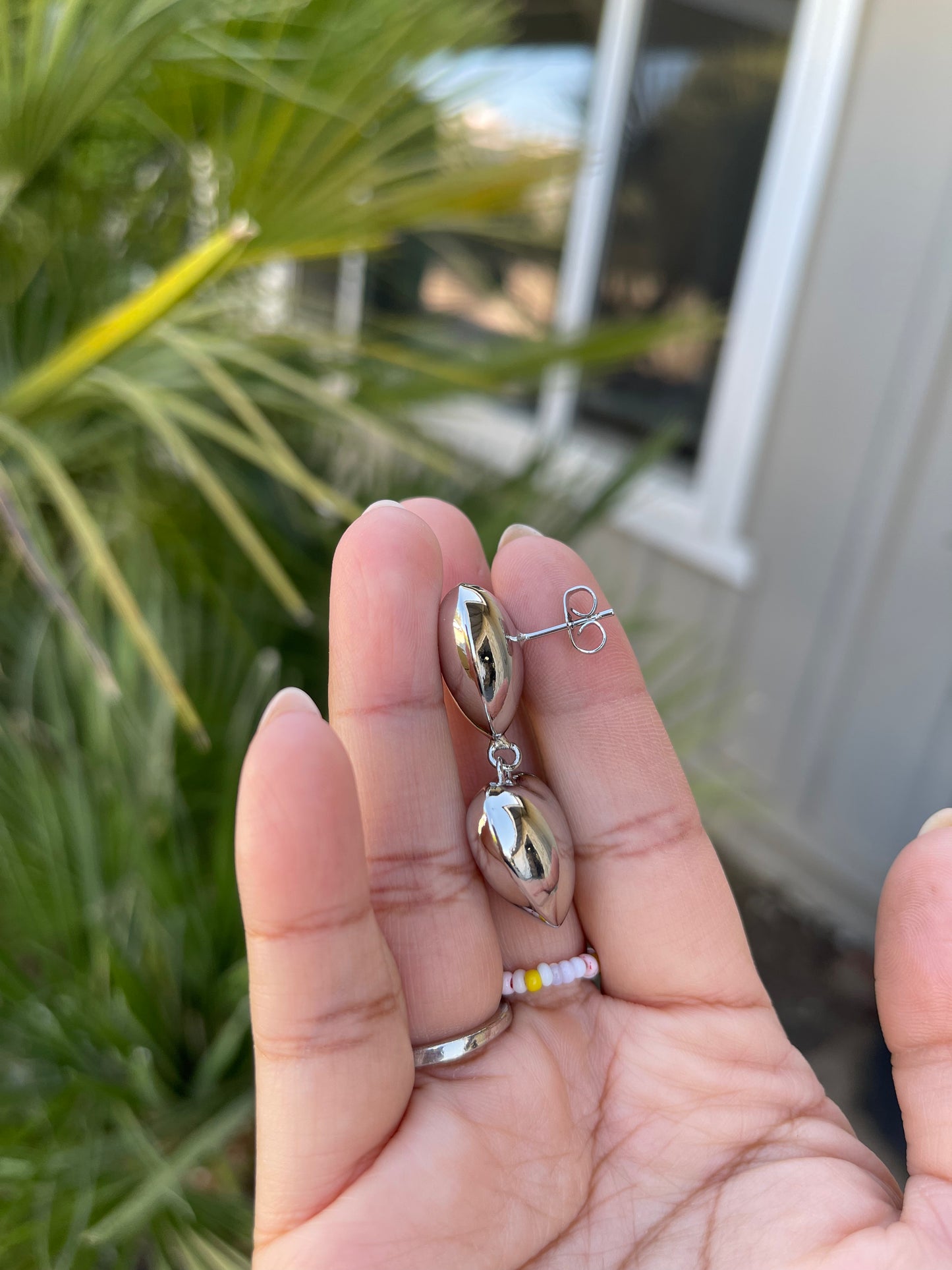 Silver bubble heart earrings