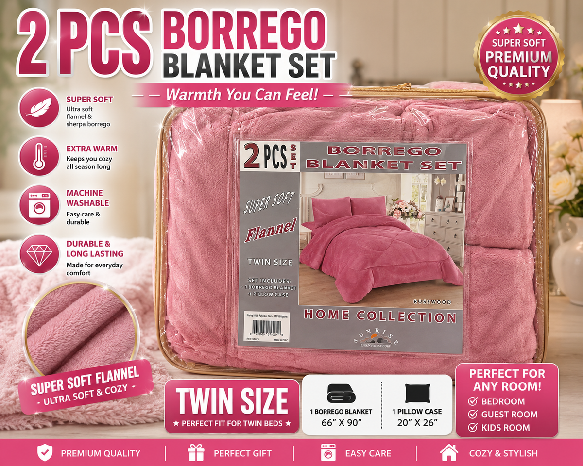 Twin size 2pc blanket set pink