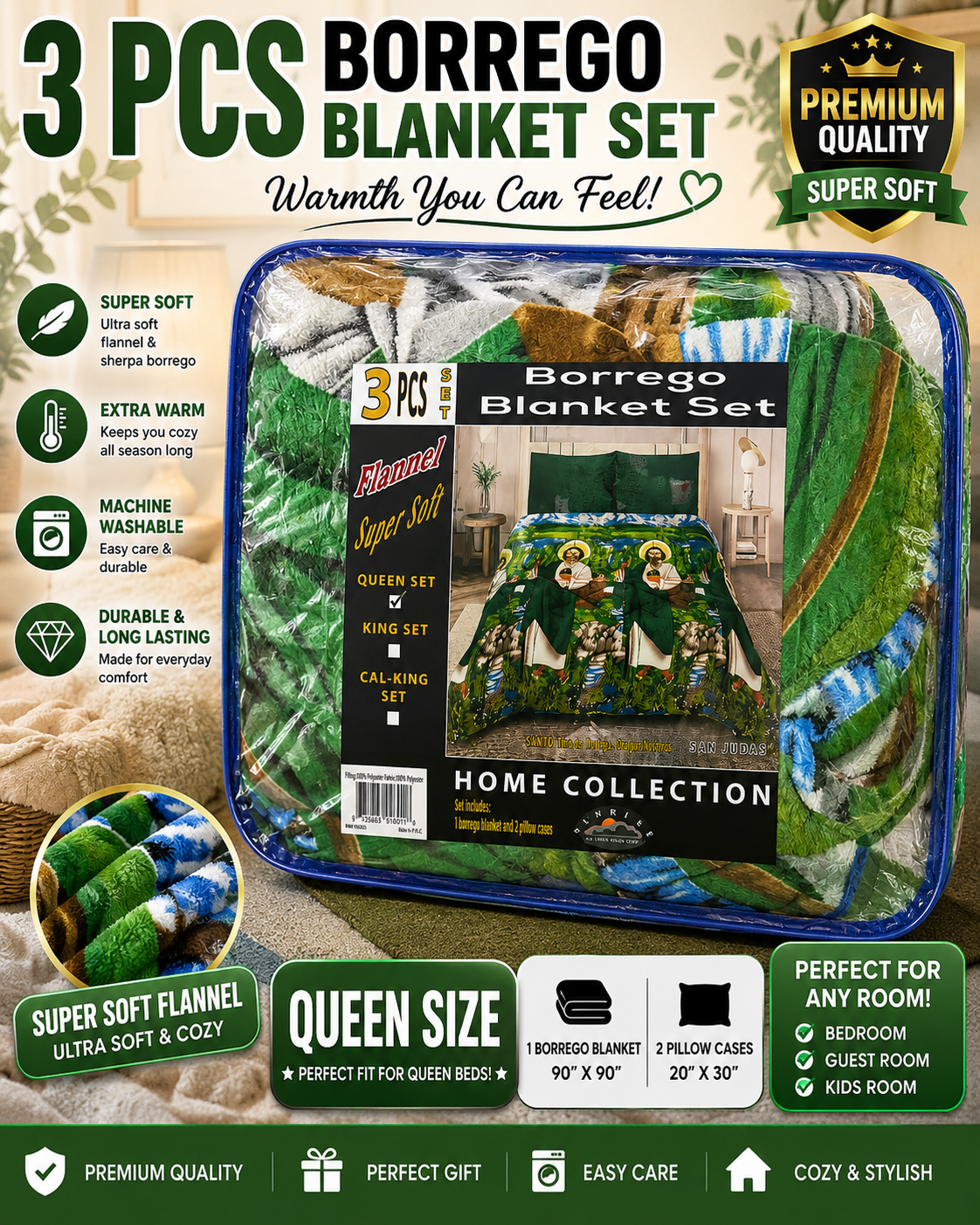 Queen size 3pc set San Judas