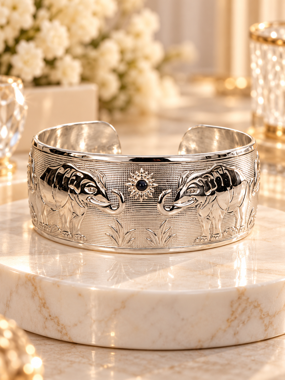 Silver Elephant Chunky Bracelet