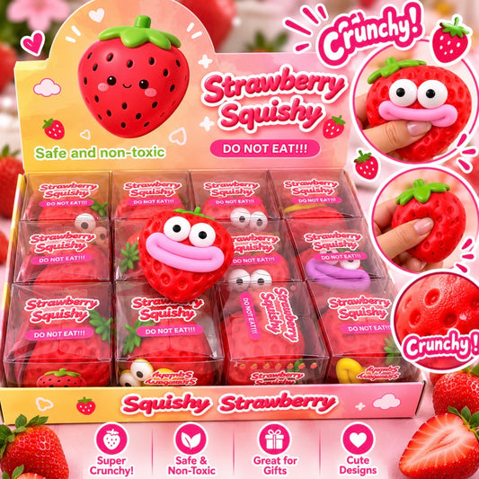 Strawberry face crunchy 12pcs Squishy