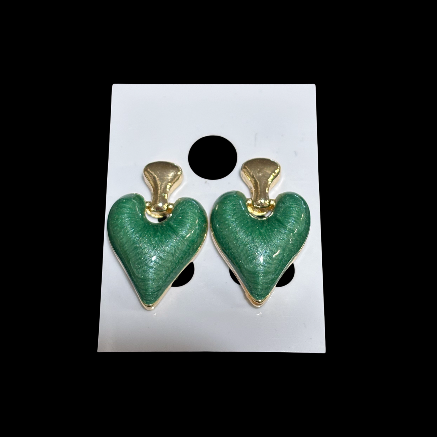 Green Heart Stud Earring#1414