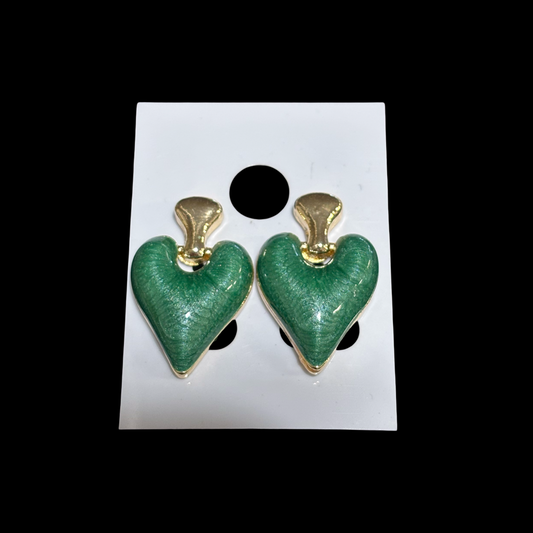 Green Heart Stud Earring#1414