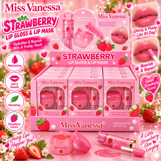 Strawberry Lip Gloss & Lip Mask 12pc