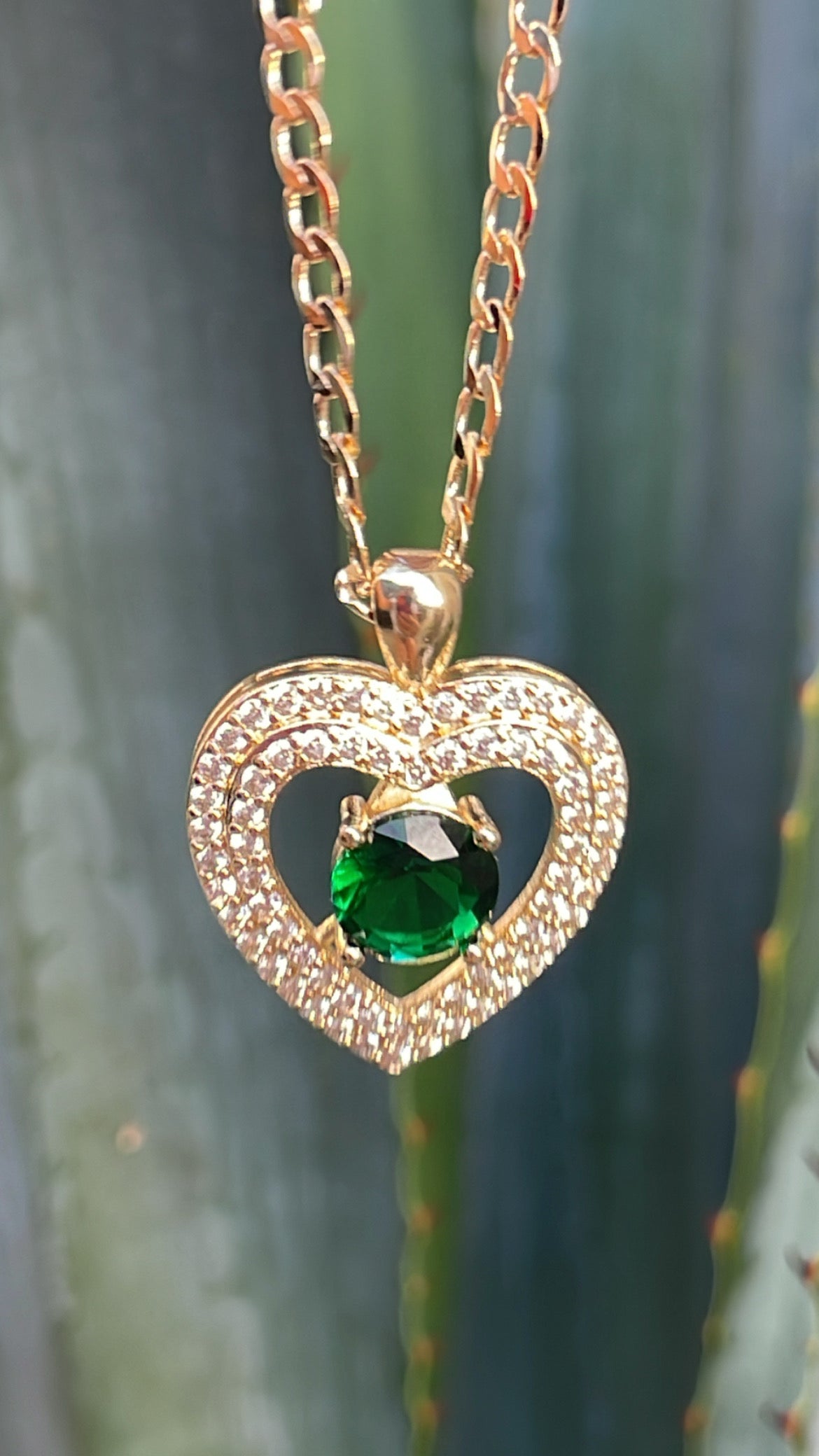 Green Stone Heart Pendant