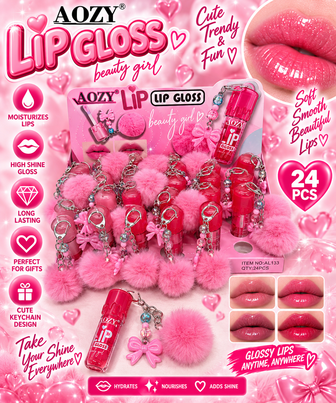 AOZY 24pc Pompom Lip #AL133