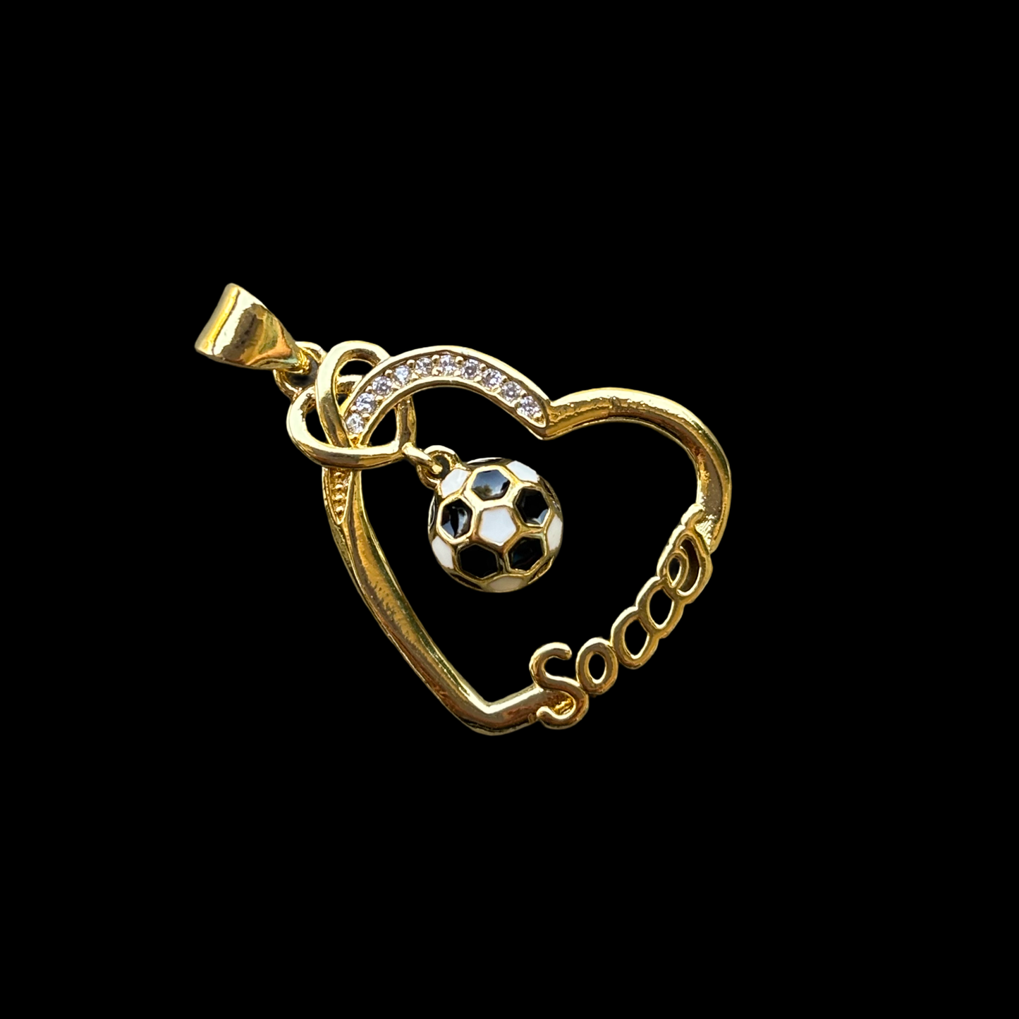 Soccer double heart pendant