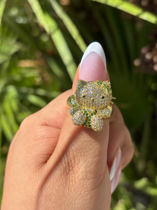 Green Hk Chunky Ajustable Ring