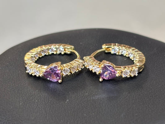 Purple Heart Huggie Earrings
