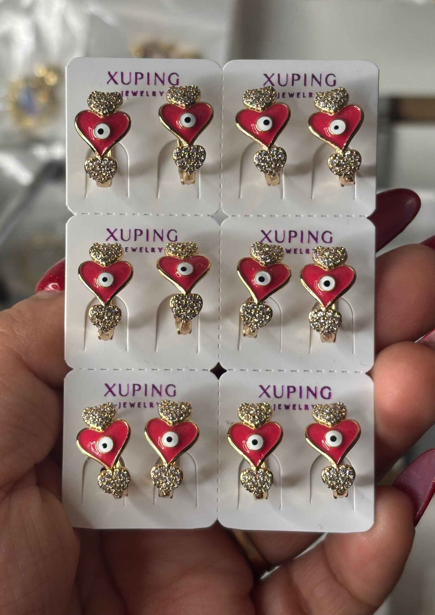 Red Ojo Earring 6pc #7221