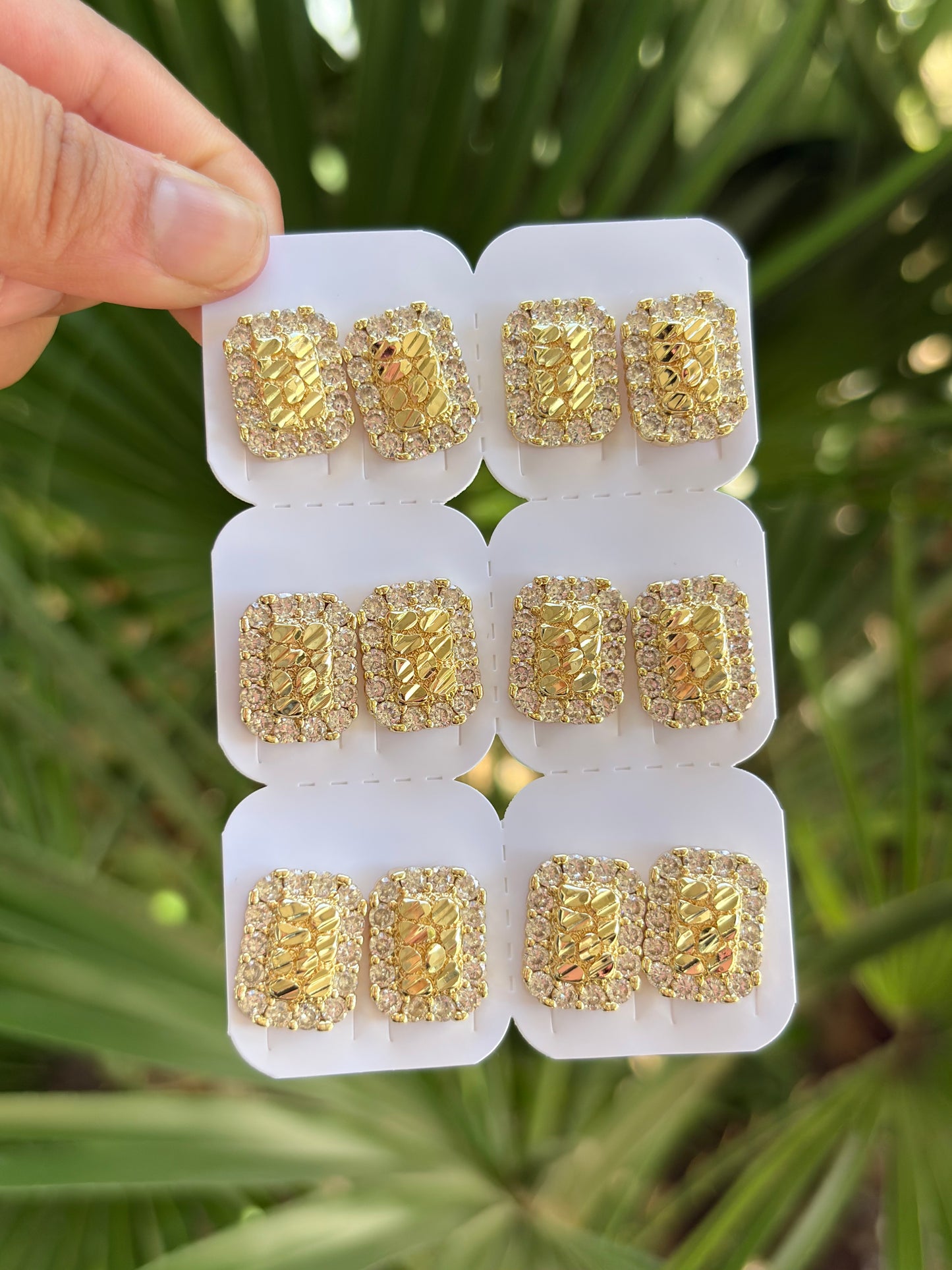 Nugget rectangulo Earring 6pc