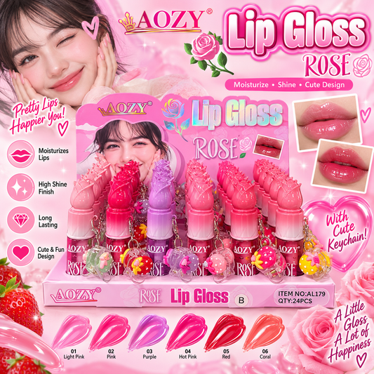 NEW Rose Lip Gloss 24pc