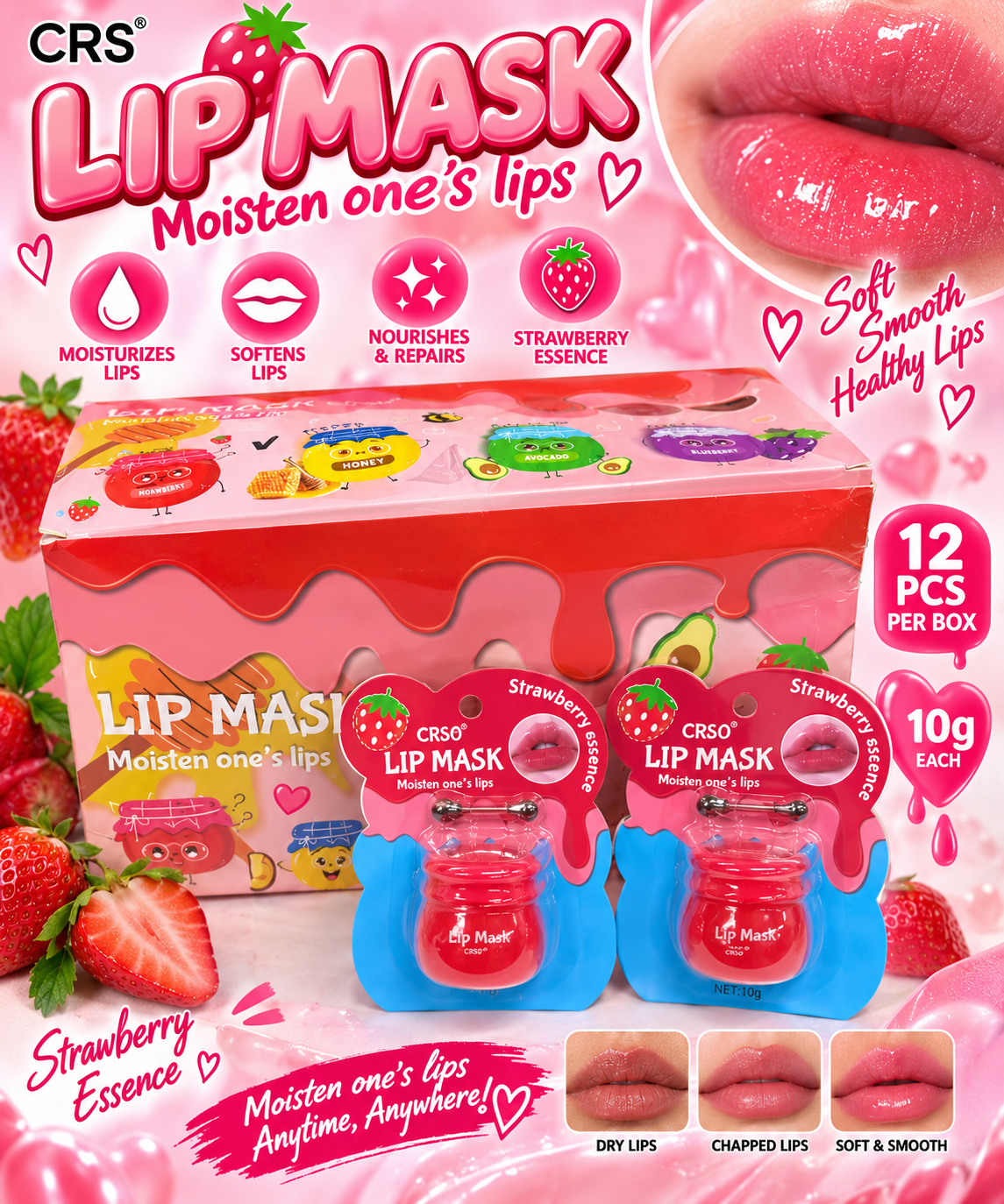 Strawberry Lip Mask 24pc #8233