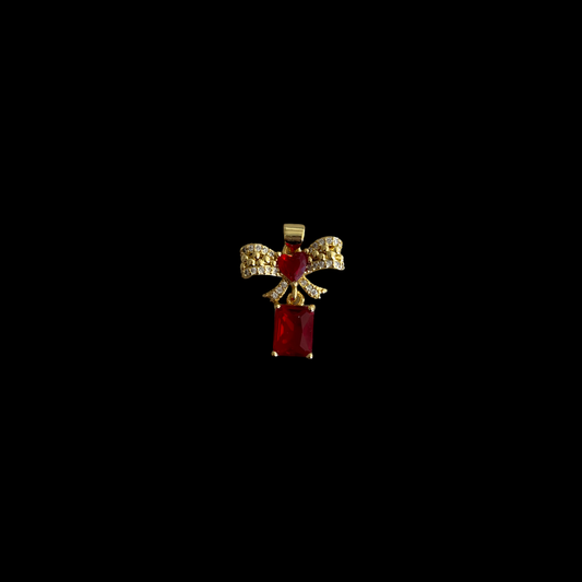 M-35 red square butterfly pendant