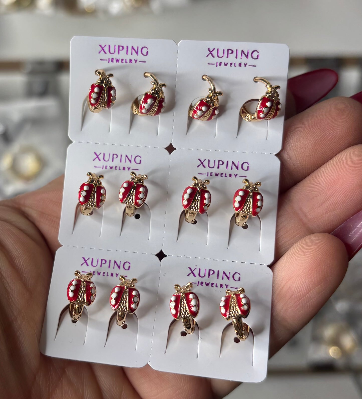 Lady Bug Earrings 6pc #2102