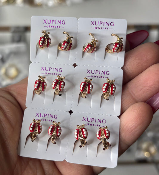 Lady Bug Earrings 6pc #2102