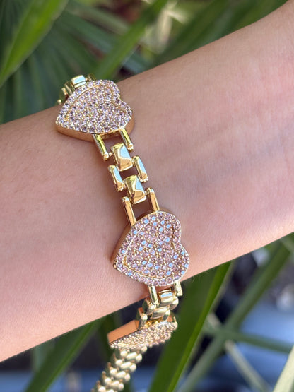 46-A bracelet 3heart pink