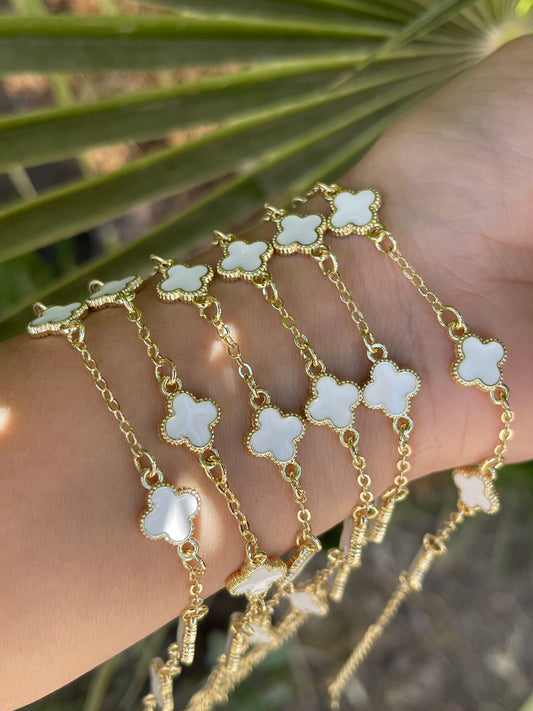 6pcs trébol white bracelet