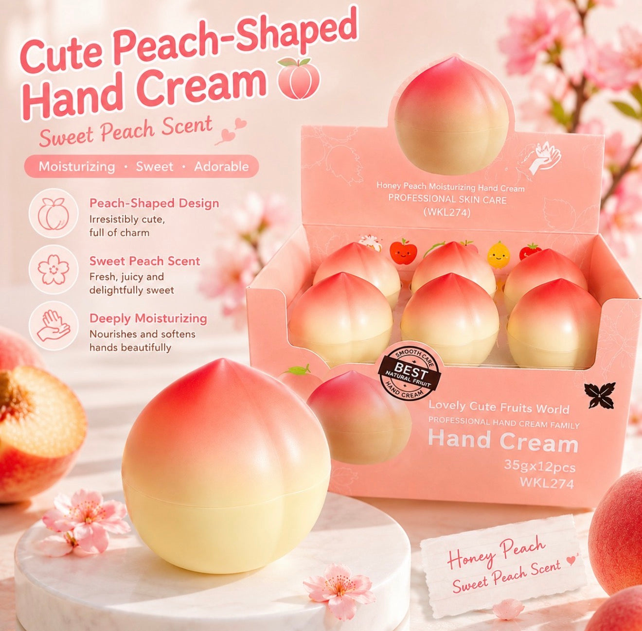 Peach Hand Cream 12pc