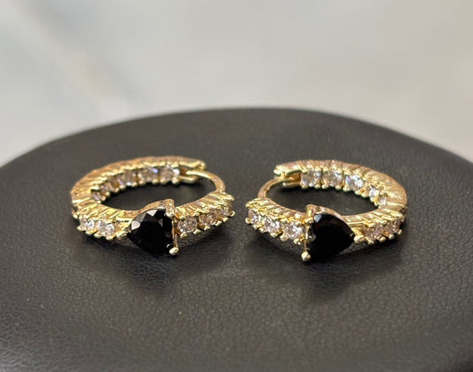 Black Heart Huggie Earring