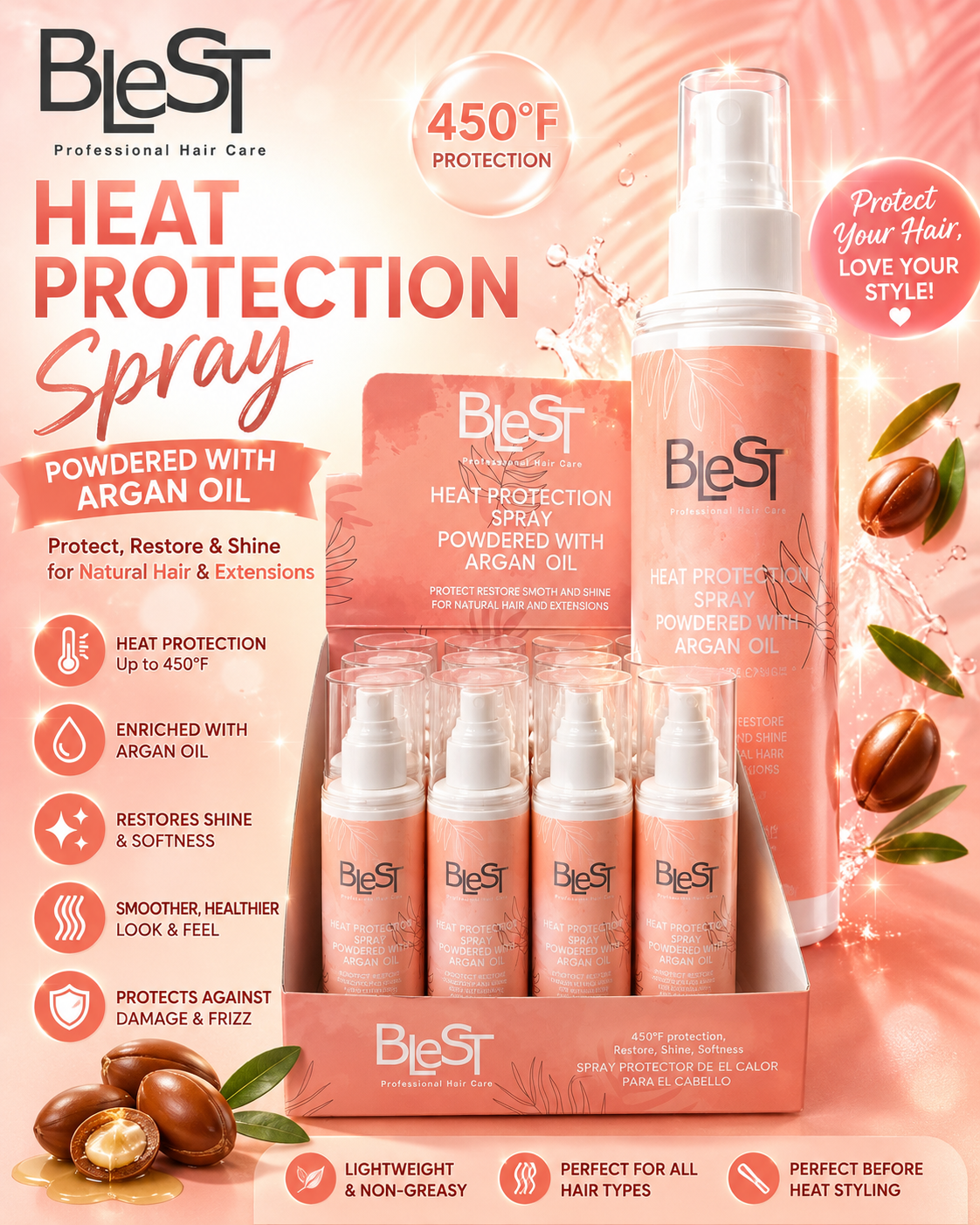 BLEST Argan Oil Heat Protection 12pc