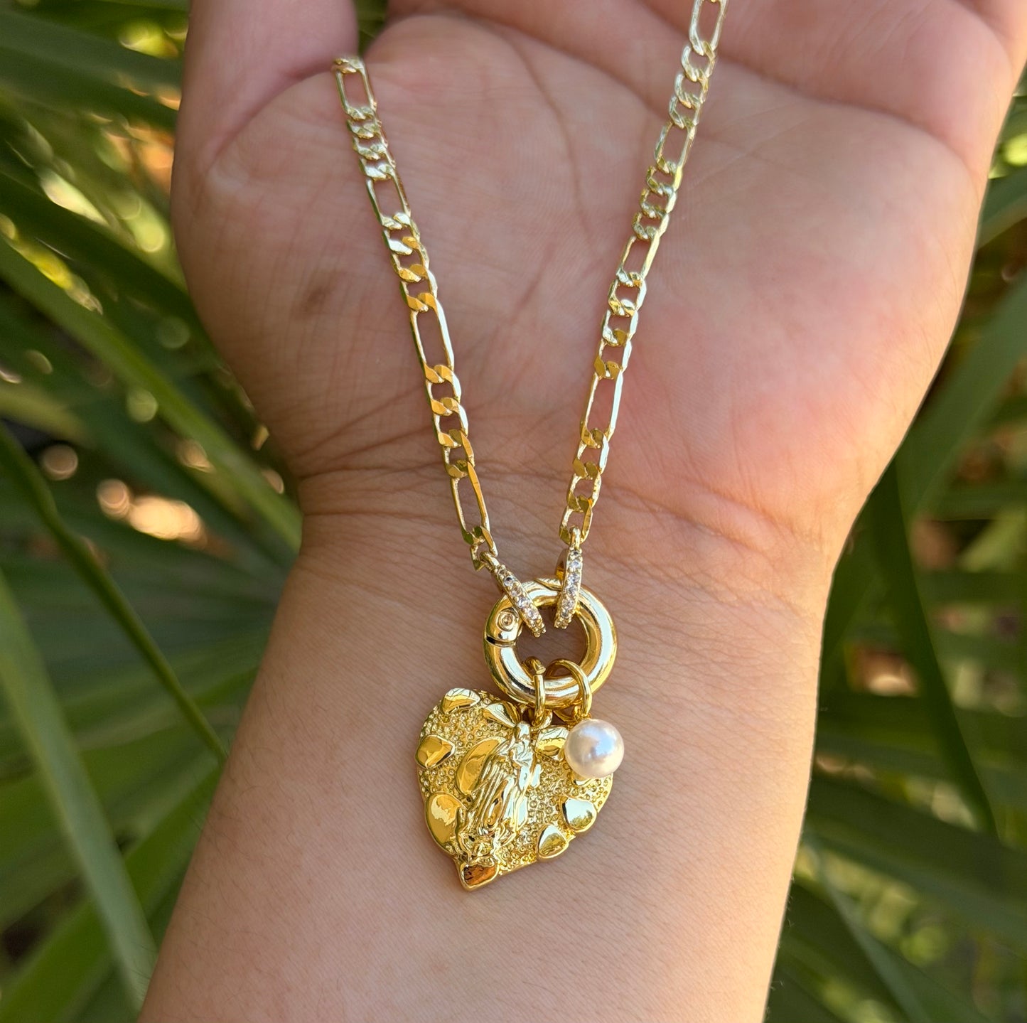 Virgen Nugget Heart Necklace