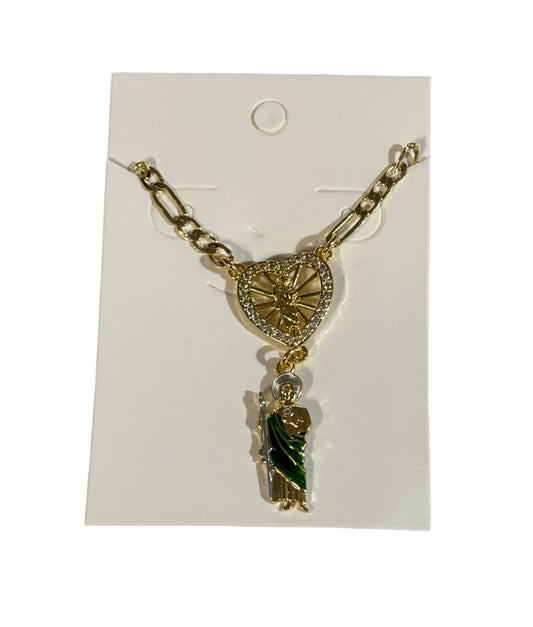 Green Heart Chain Necklace