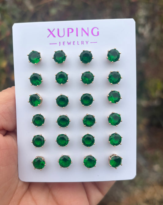 Green Stud Earring 12pc #1189