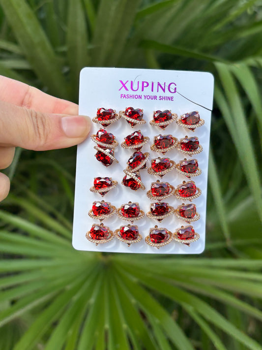 Xp earring heart red pack #0246