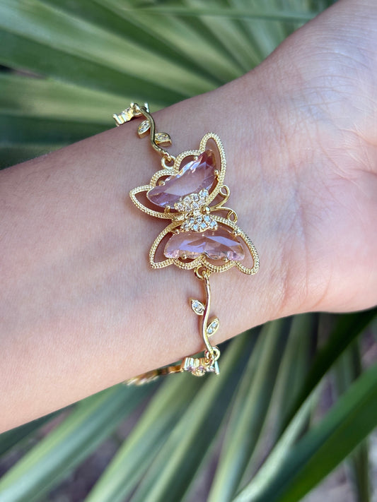 77-A butterfly pink bracelet