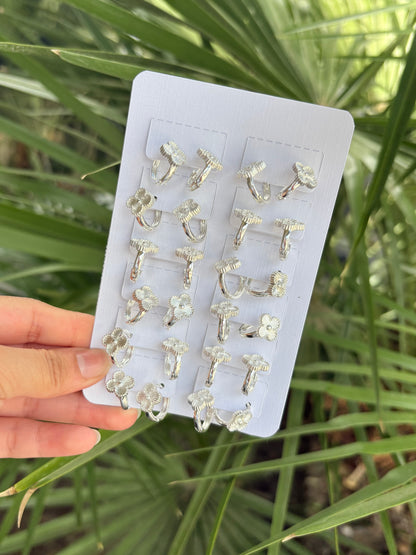 Hoops trébol silver earring 12pcs