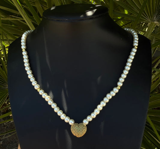 Green Pearl Heart Chain 18-22inch