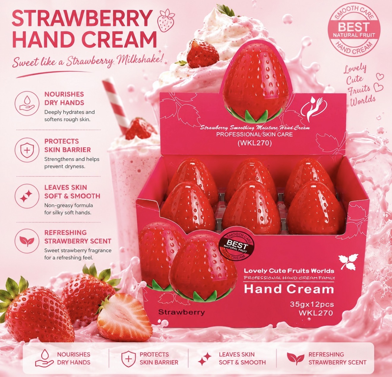 Strawberry Hand Cream 12pc
