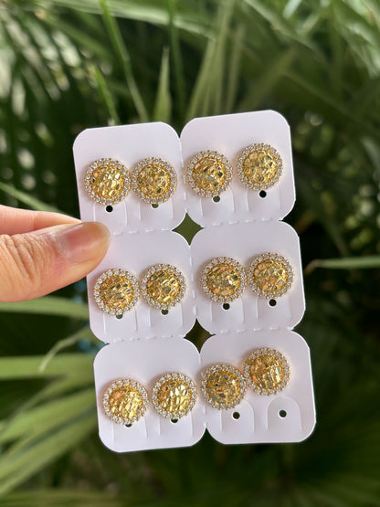 Circle nugget bling earring pack