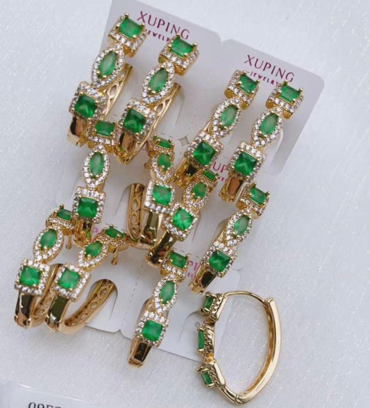 Green Earing 6pc #9958